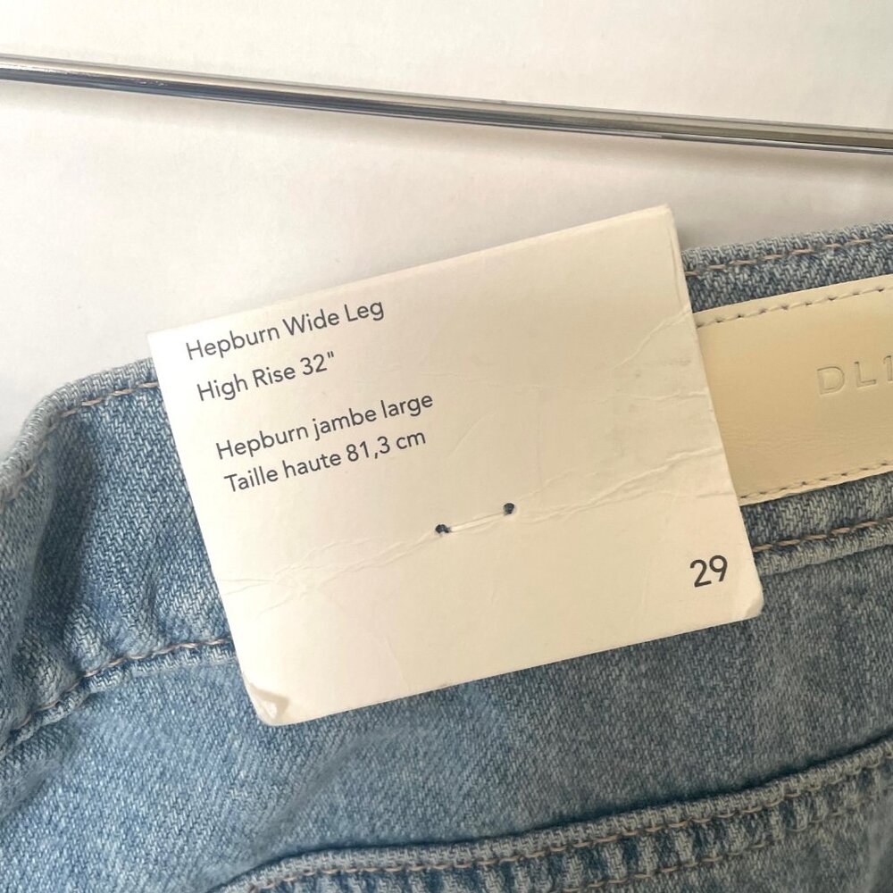 DL1961 Hepburn Wide Leg High Rise Jeans Womens 29 River Bank Lightweight - Picture 9 of 11